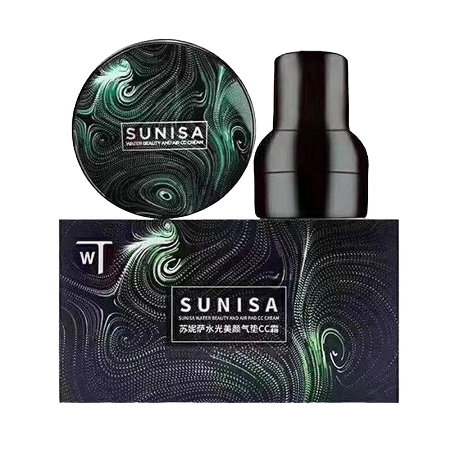 SUNISA 3-in-1 Air Cushion CC & BB Cream | Waterproof Moisturizing Foundation with Sponge