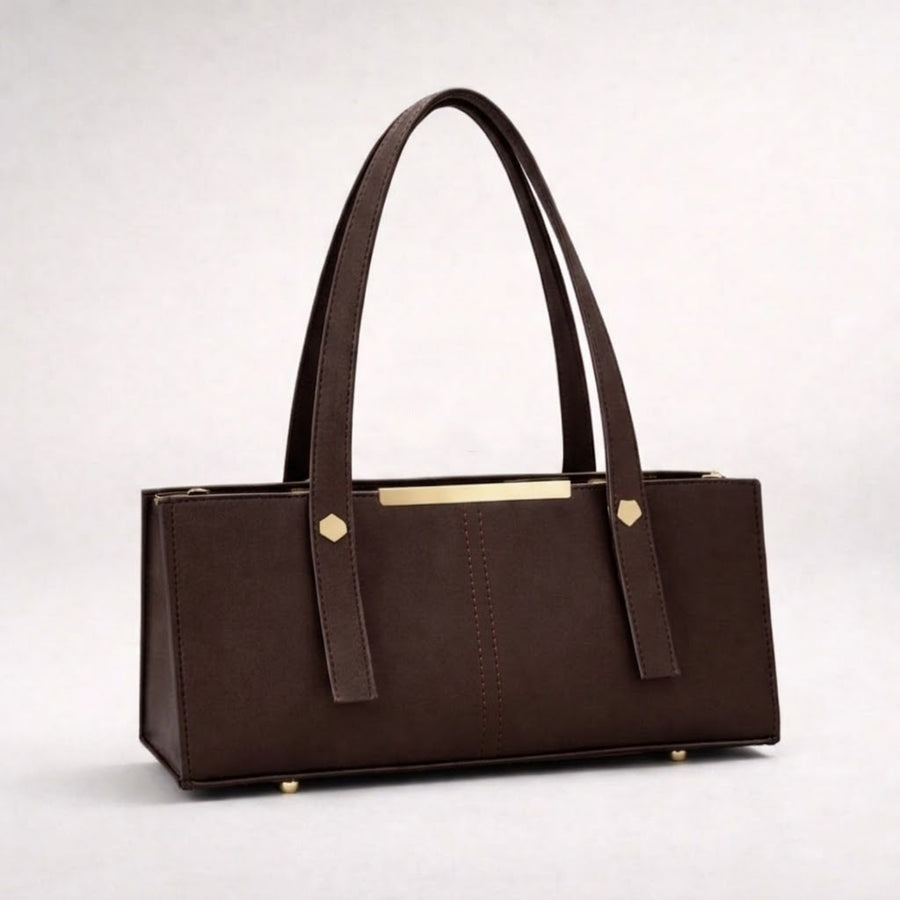 Grace Line Structured PU Leather Tote Bag for Women (Black)