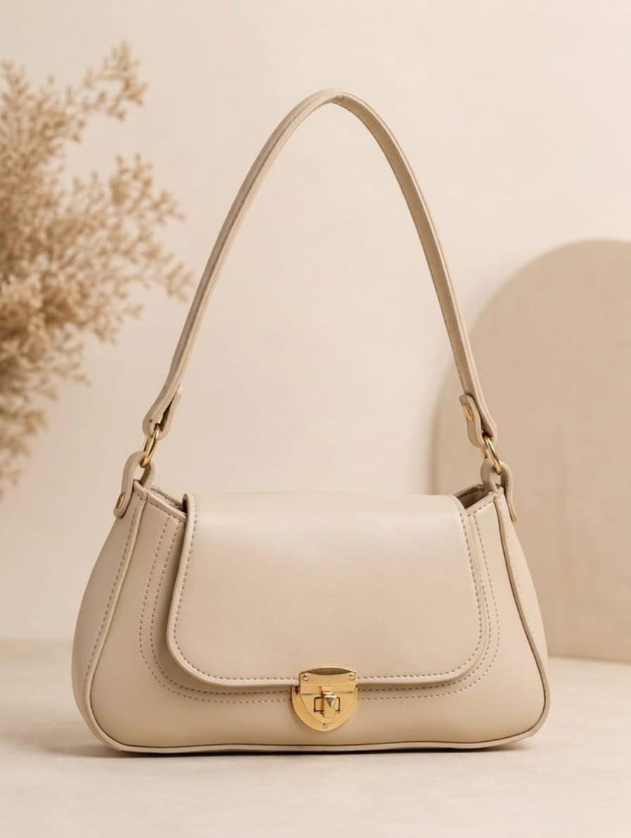 Classic Flap Shoulder Purse for Women (Premium Leather Look Handbag - Black)