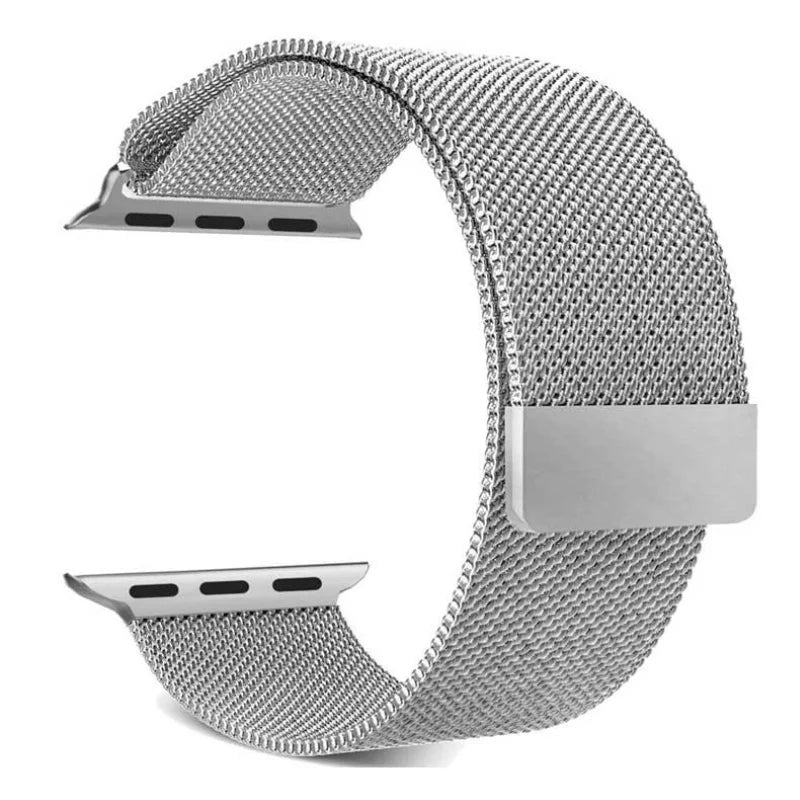Silver | Apple Watch Milanese Magnetic Loop Strap | Stainless Steel Band | 42mm / 44mm / 45mm