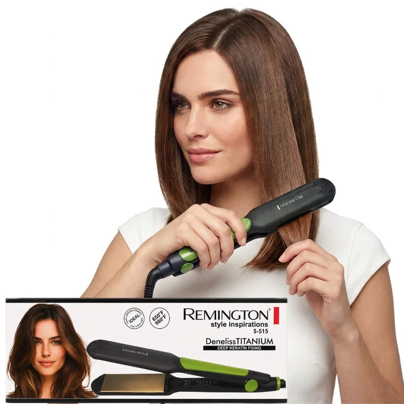 REMINGTON S-515 Hair Straightener & Curler | Deep Keratin Fixing | Deneliss Titanium | Adjustable Temperature | For All Hair Types
