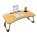 Laptop Table Foldable with Tablet Groove & Cup Slot | Beige Color | Multi-Purpose Desk for Work, Study, and Meals view 2