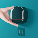 Dark Green | Self-Adhesive Wall-Mounted Luxury Soap Holder with Lid and Drainage Tray view 2
