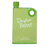 Green Ultra Slim Notebook Style Water Bottle 380ml | Portable Memo Bottle for Travel, School & Office view 1