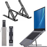 Premium Aluminum Foldable Laptop Stand | Sturdy, Adjustable, Portable | Silver & Black view 4