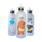 We Babe Bears Frosted Plastic Water Bottle with Straw 1000ml | Leakproof BPA-Free Cute Hydration Bottle view 1