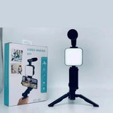 High Quality Vlogging Kit – Tripod, Mic & 360° LED Setup view 6