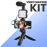 High Quality Vlogging Kit – Tripod, Mic & 360° LED Setup view 2