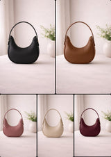 Half Moon Shoulder Bag Minimalist Elegant Handbag for Women (Black) view 3