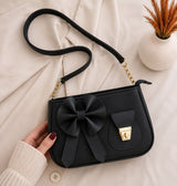 Bella Bow Shoulder Bag (Fashion Mini Handbag with Decorative Bow Design – Black) view 5