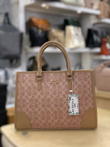 Signature Print Tote Bag for Women (Beige) view 2