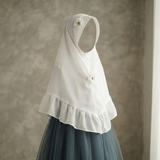 Korean Chiffon Hijab with Floral Detail for Girls (Black) view 2