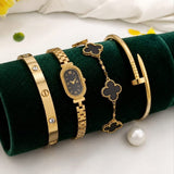 Stainless Steel 4 Piece Bracelet, Watch And Bangle Combo view 3
