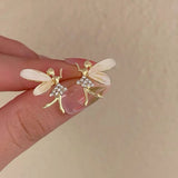 Korean-Style Fairy Stud Earrings (Golden) view 4
