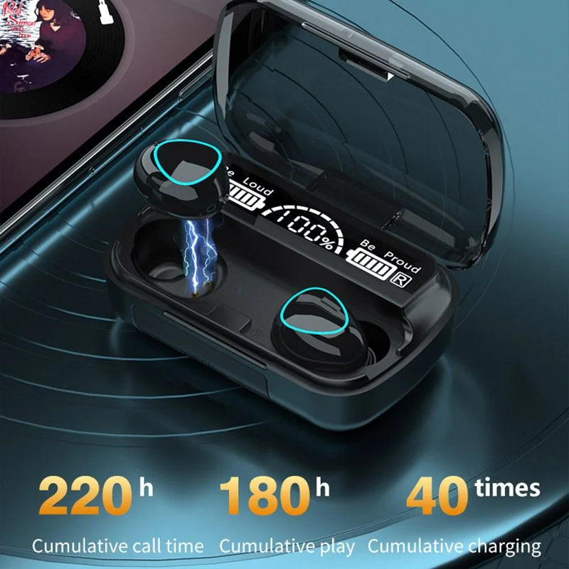 M10 TWS Earbuds charging case with power bank feature