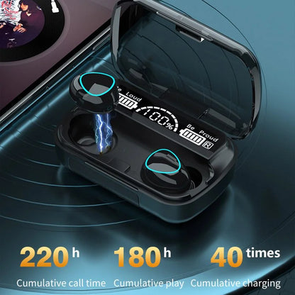 M10 TWS Earbuds charging case with power bank feature