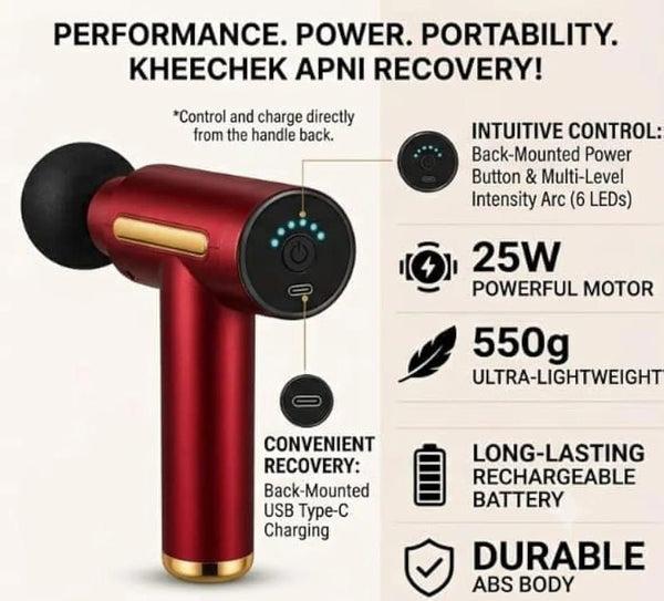 Professional Massage Gun — 25W Powerful Motor With 4 Massage Heads