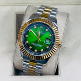 Luxury Oyster-Style Quartz Watch (Green Dial) view 1