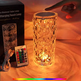 16 Colors Diamond Rose Crystal Touch Lamp | USB Rechargeable Bedside Lamp with Remote view 6