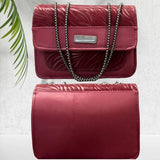 Luxury Women’s Shoulder Bag in Maroon Faux Leather for Casual, Work, and Formal Use view 2
