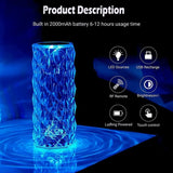 16 Colors Diamond Rose Crystal Touch Lamp | USB Rechargeable Bedside Lamp with Remote view 5