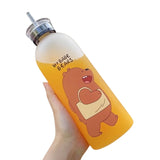 We Babe Bears Frosted Plastic Water Bottle with Straw 1000ml | Leakproof BPA-Free Cute Hydration Bottle view 4