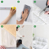 3D White Brick Wall Stickers | Self-Adhesive Waterproof Home Decor | Peel & Stick view 2