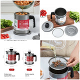 1.4L Fryer Oil Filter Pot Carbon Steel Jug with Stainless Steel Strainer Lid view 4