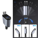 4-in-1 Retractable Car Charger | Dual USB & USB-C PD Fast Charging, 100W view 2