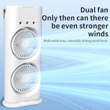 Mini Double Head Mist Fan with LED Light & Humidifier | Portable USB Air Cooler for Home Office Travel view 2