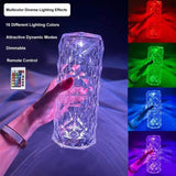 16 Colors Diamond Rose Crystal Touch Lamp | USB Rechargeable Bedside Lamp with Remote view 3