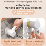 5-in-1 Rechargeable Magic Brush | Handheld Electric Scrubber | 360° Rotating with 3 Replaceable Multipurpose Brush Heads view 2