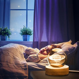 3D Galaxy Space Crystal Ball Night Light with Wooden LED Stand | USB Decorative Table Lamp | Random Designs view 2
