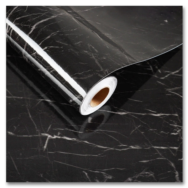Black & Grey | Marble Sheet Sticker 60x200cm | Waterproof Self-Adhesive PVC Wallpaper for Furniture Walls