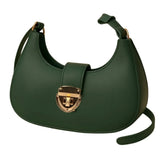 Crescent Leather Luxury Shoulder Bag for Women | Deep Green view 1