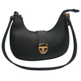 Crescent Leather Luxury Shoulder Bag for Women | Black view 1