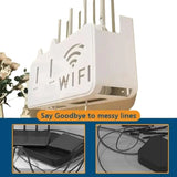 White  WiFi Router Storage Box & Wall Mount Shelf  Universal Cable Organizer | Space-Saving Holder for Modem, Set-Top Box & Smart Devices | Home & Office Use view 2