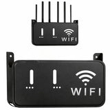 Black WiFi Router Storage Box & Wall Mount Shelf  Universal Cable Organizer | Space-Saving Holder for Modem, Set-Top Box & Smart Devices | Home & Office Use view 1