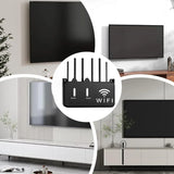 Black WiFi Router Storage Box & Wall Mount Shelf  Universal Cable Organizer | Space-Saving Holder for Modem, Set-Top Box & Smart Devices | Home & Office Use view 3