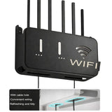Black WiFi Router Storage Box & Wall Mount Shelf  Universal Cable Organizer | Space-Saving Holder for Modem, Set-Top Box & Smart Devices | Home & Office Use view 2