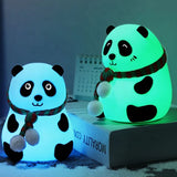 Panda LED Night Lamp | YH-608 Model | Soft Silicone Rechargeable Night Light | 7-Color Touch Control | Kids Bedroom, Nursery & Gift Decor view 3
