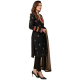 Organza 3-Piece Suit for Women | Unstitched  Handmade Aari Zari & Beads Work view 3