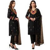 Organza 3-Piece Suit for Women | Unstitched  Handmade Aari Zari & Beads Work view 1