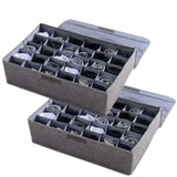 Storage Organizer with Lid | Foldable Drawer Divider | 24 Cells | Non-Woven Fabric | Random Colors view 2
