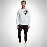 LION Printed White Tracksuit Sweatshirt & Trouser  | Warm & Comfortable Winter Wear | XL view 3