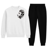 LION Printed White Tracksuit Sweatshirt & Trouser  | Warm & Comfortable Winter Wear | Medium view 1