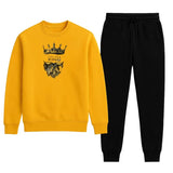 KING Printed Yellow Tracksuit Sweatshirt & Trouser | Warm & Comfortable Winter Wear | Medium view 1