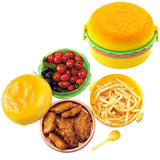 Hamburger Shaped Kids Lunch Box  | Portable Multi-Layer Food Container for School & Travel view 1