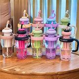 Ice Cream Water Bottle with Straw & Tea Infuser | 1400ml  |  | Large Capacity Gym & Summer Drink Bottle | Random color view 4