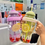 Ice Cream Water Bottle with Straw & Tea Infuser | 1400ml  |  | Large Capacity Gym & Summer Drink Bottle | Random color view 5
